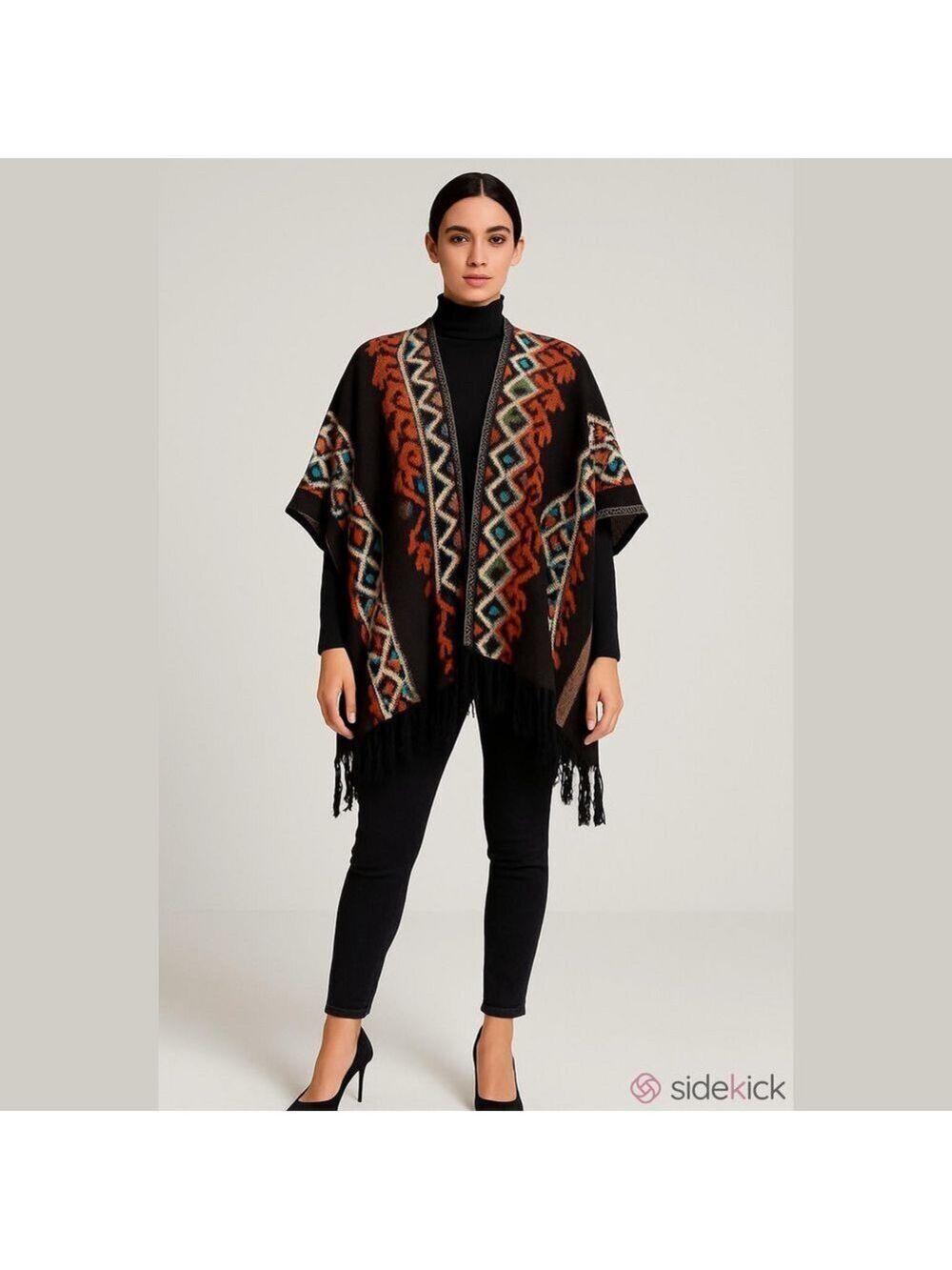 Cloie Poncho Sweater, One Size Fits Most, One button sleeve holder, NWT